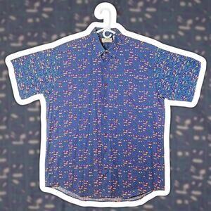 L.L. Bean Vintage 90s Mens Tall Large Sports Print T-Shirt Cotton USA Blue